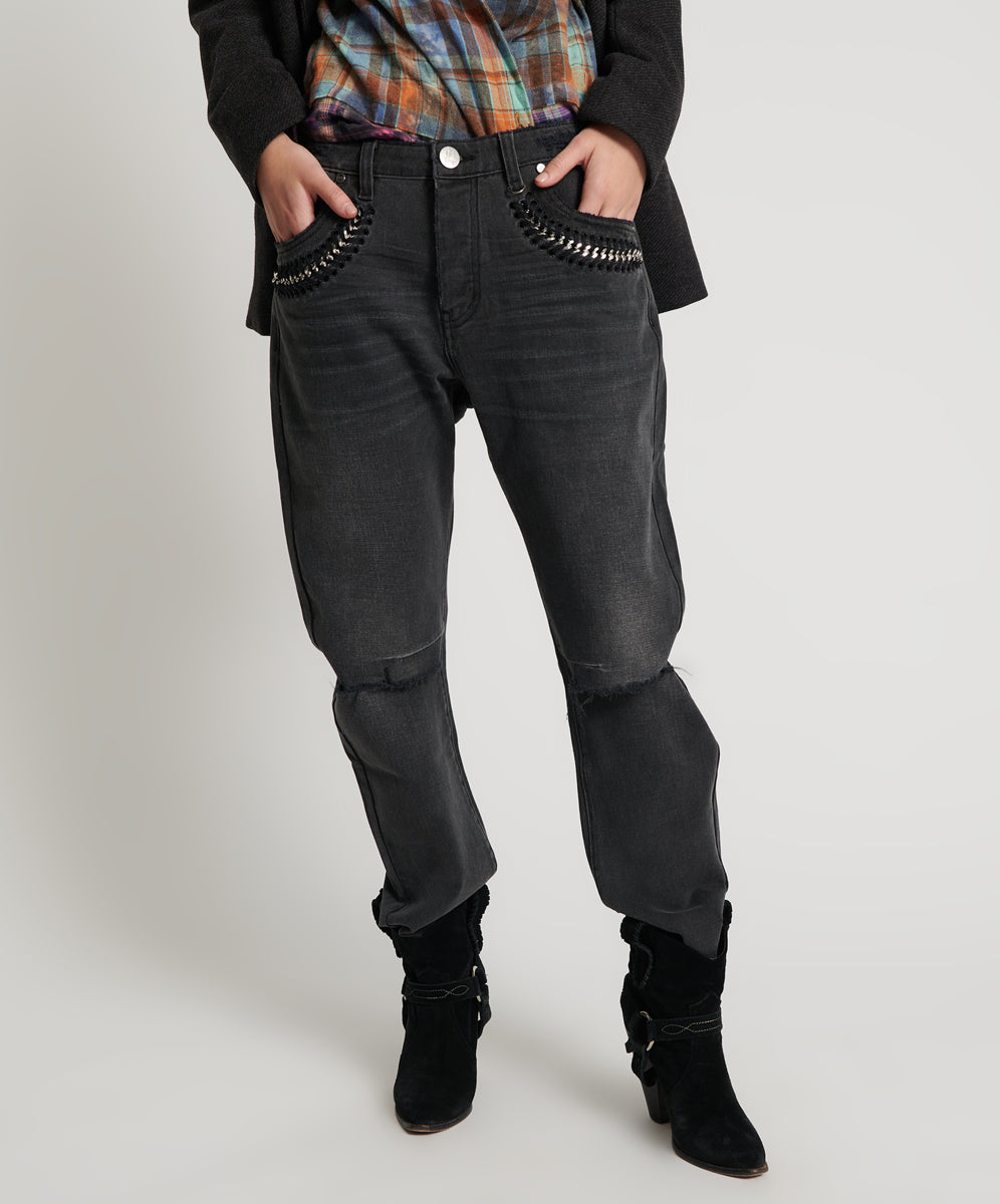 Women's Baggy Jeans Saints Low Waist Boyfriend Denim Jeans - Storm Grey