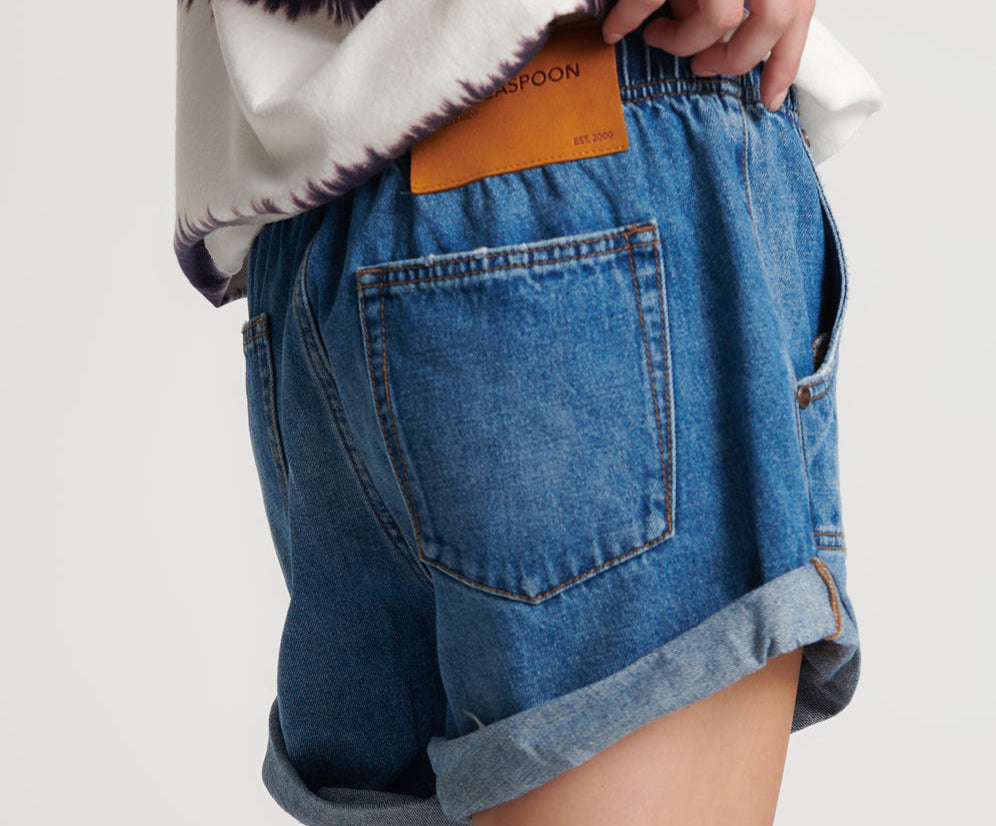 BAY BLUE SHABBY BANDIT DRAWSTRING BOYFRIEND SHORTS