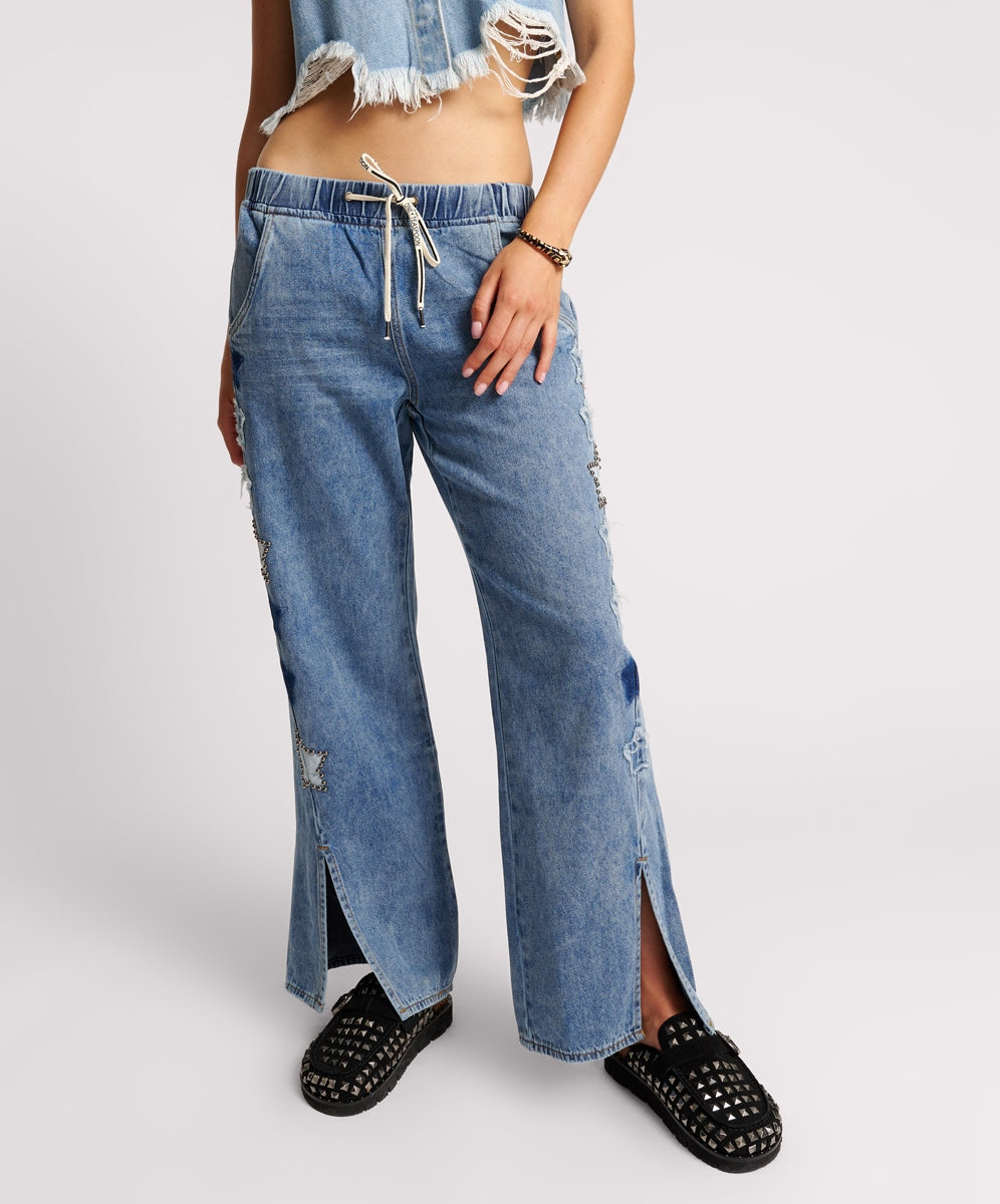 Products JOHNNY BLUE STAR ROADHOUSE WIDE LEG DRAWSTRING JEANS