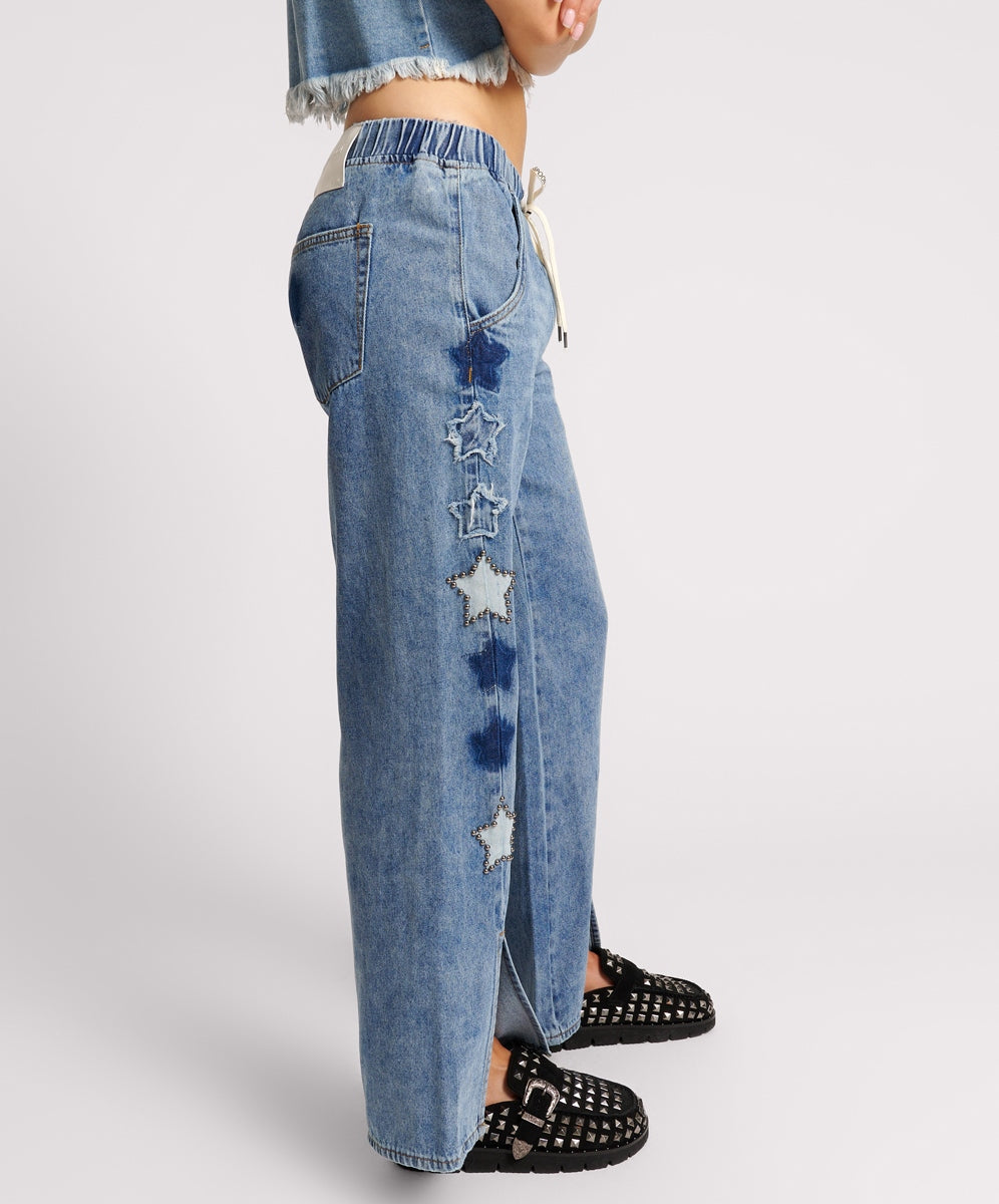 Products JOHNNY BLUE STAR ROADHOUSE WIDE LEG DRAWSTRING JEANS