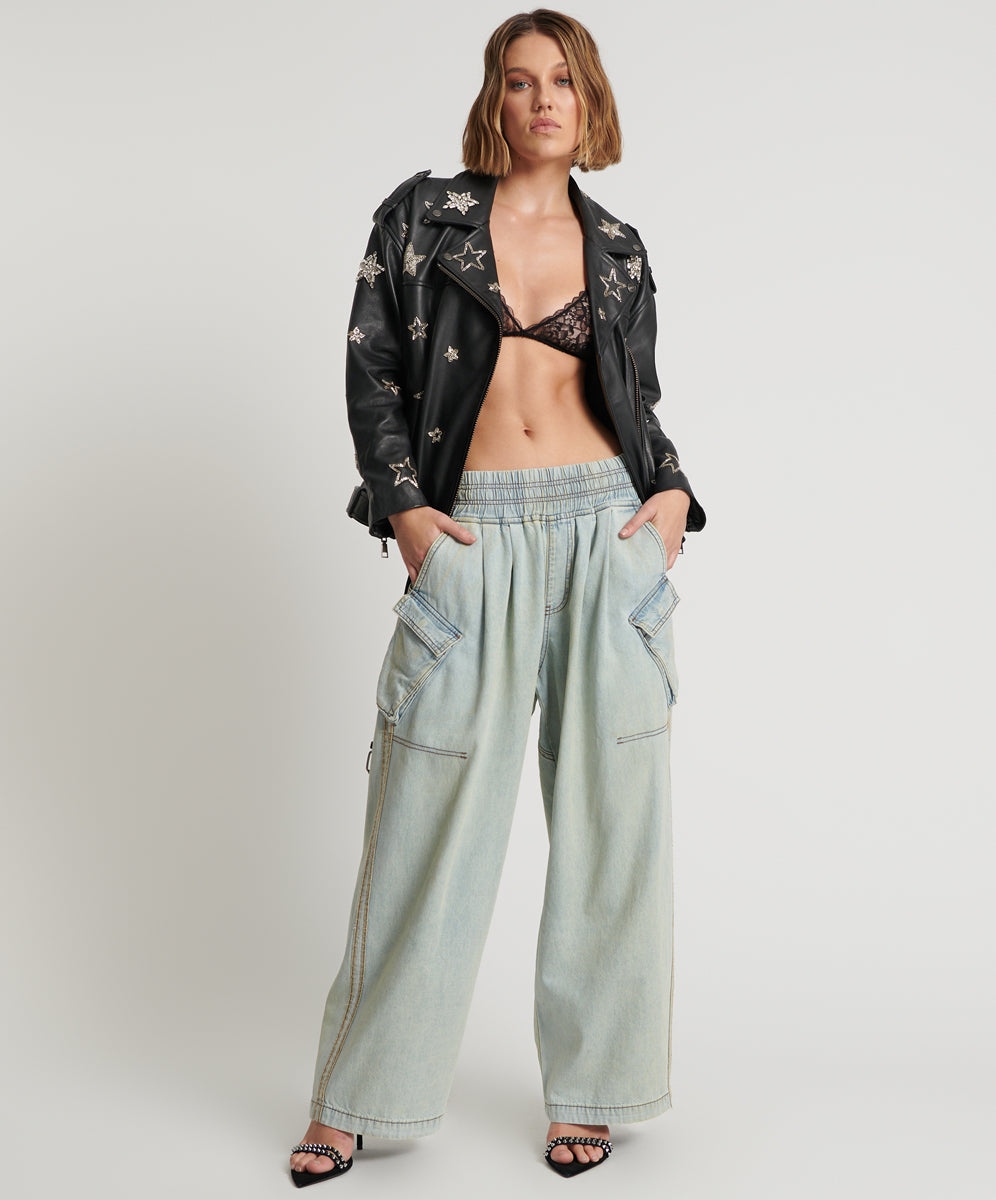 Products KANSAS BLUE DENIM PARACHUTE PANTS