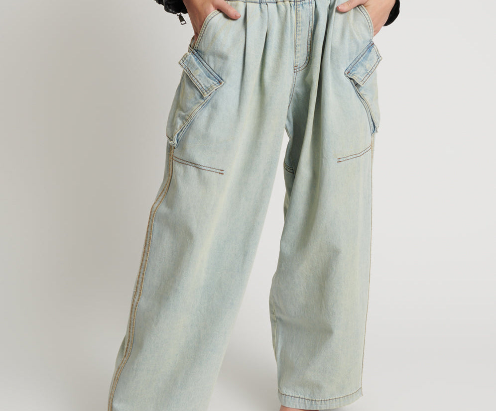 KANSAS BLUE DENIM PARACHUTE PANTS