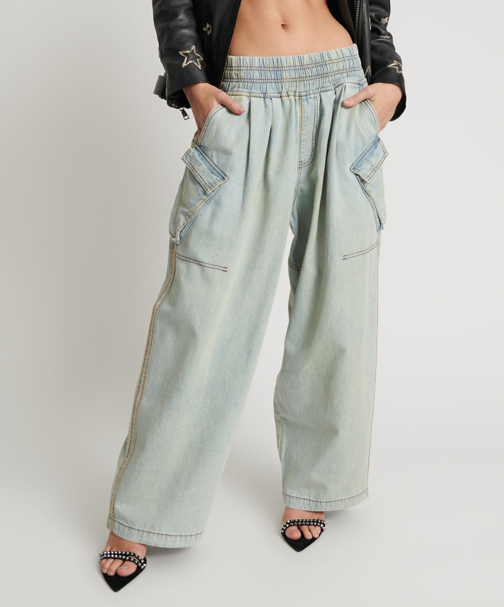 Products KANSAS BLUE DENIM PARACHUTE PANTS