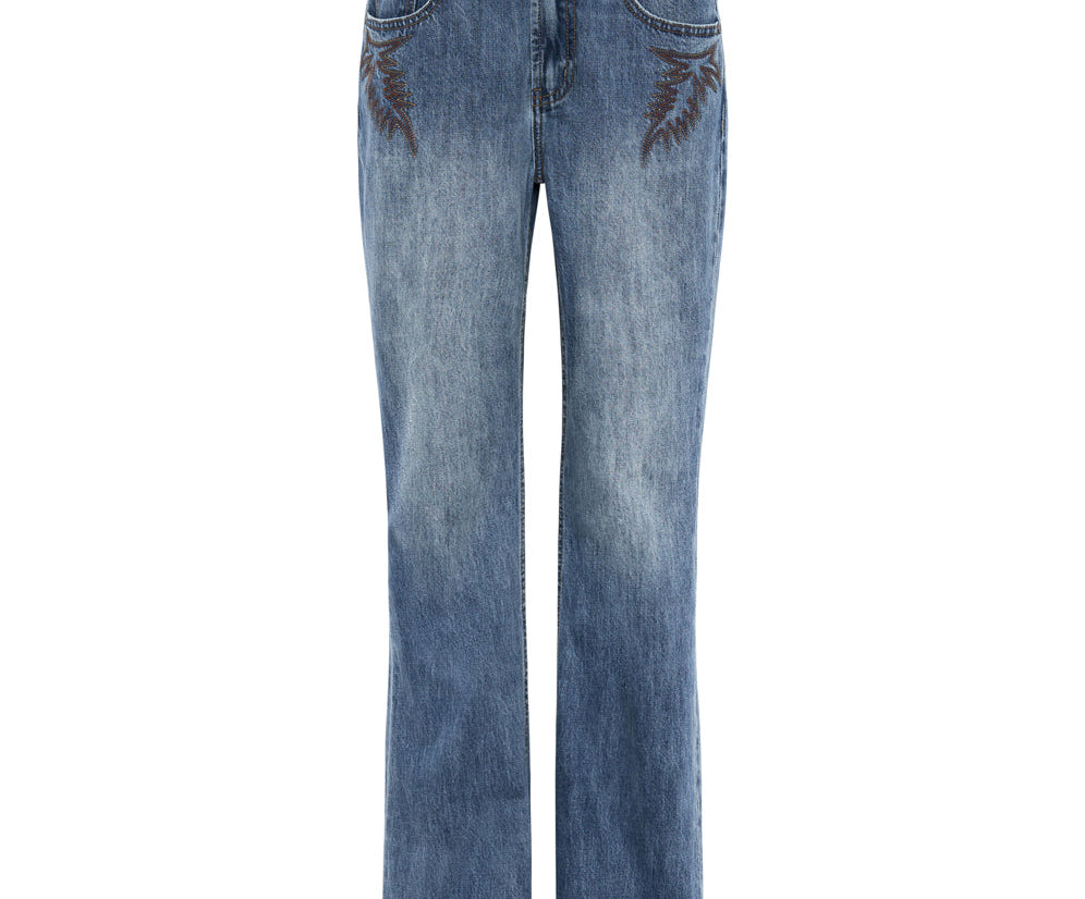 WESTLAND BLUE MOTIF CHARLIE SLIM HIGH WAIST BOOTCUT DENIM JEANS