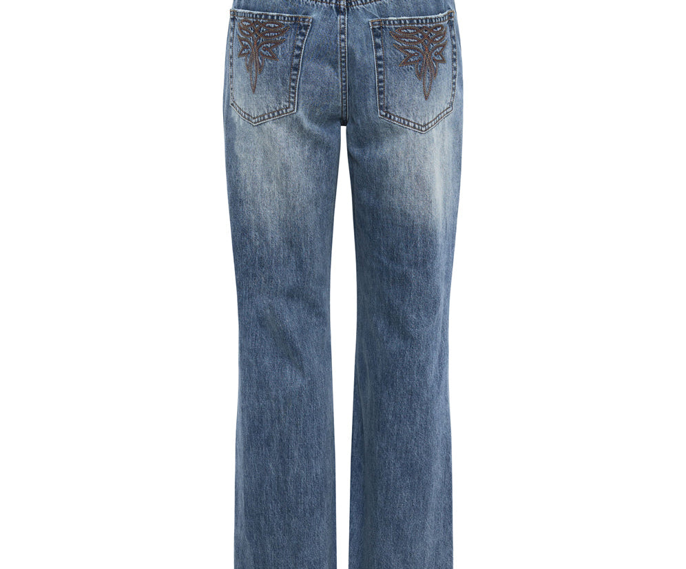 WESTLAND BLUE MOTIF CHARLIE SLIM HIGH WAIST BOOTCUT DENIM JEANS