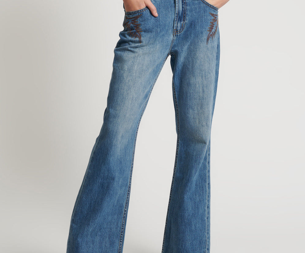 Charlie High Waist Slim Flared Denim Jeans - Westland Blue