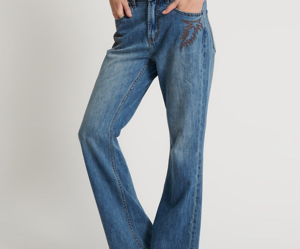 Charlie High Waist Slim Flared Denim Jeans - Westland Blue
