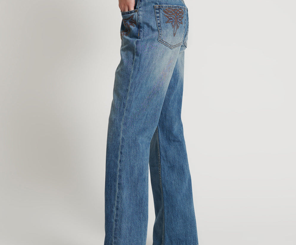 Charlie High Waist Slim Flared Denim Jeans - Westland Blue
