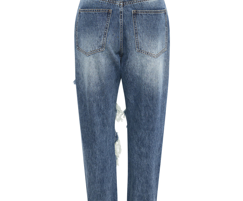 Saints Low Waist Boyfriend Denim Jeans - Blue Love