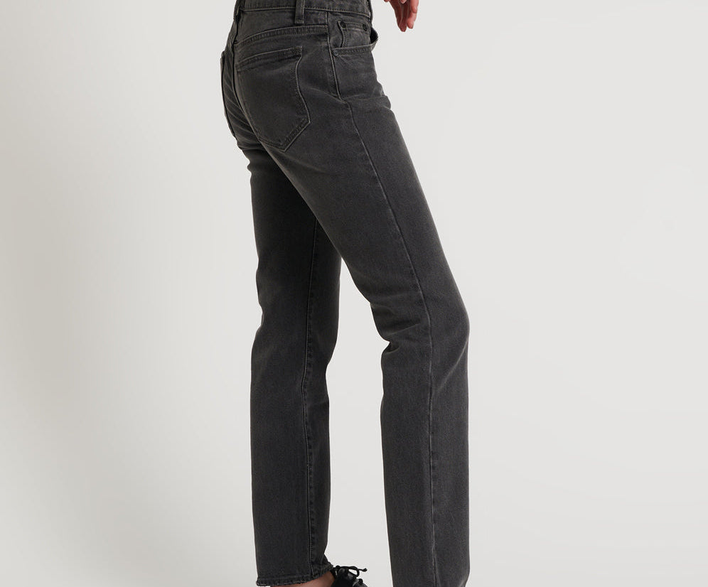 WASHED BLACK STIXX LOW WAIST SLIM STRAIGHT LEG DENM JEANS