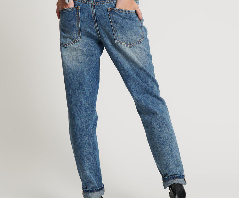 BLUE LOVE STIXX LOW WAIST SLIM STRAIGHT LEG JEANS