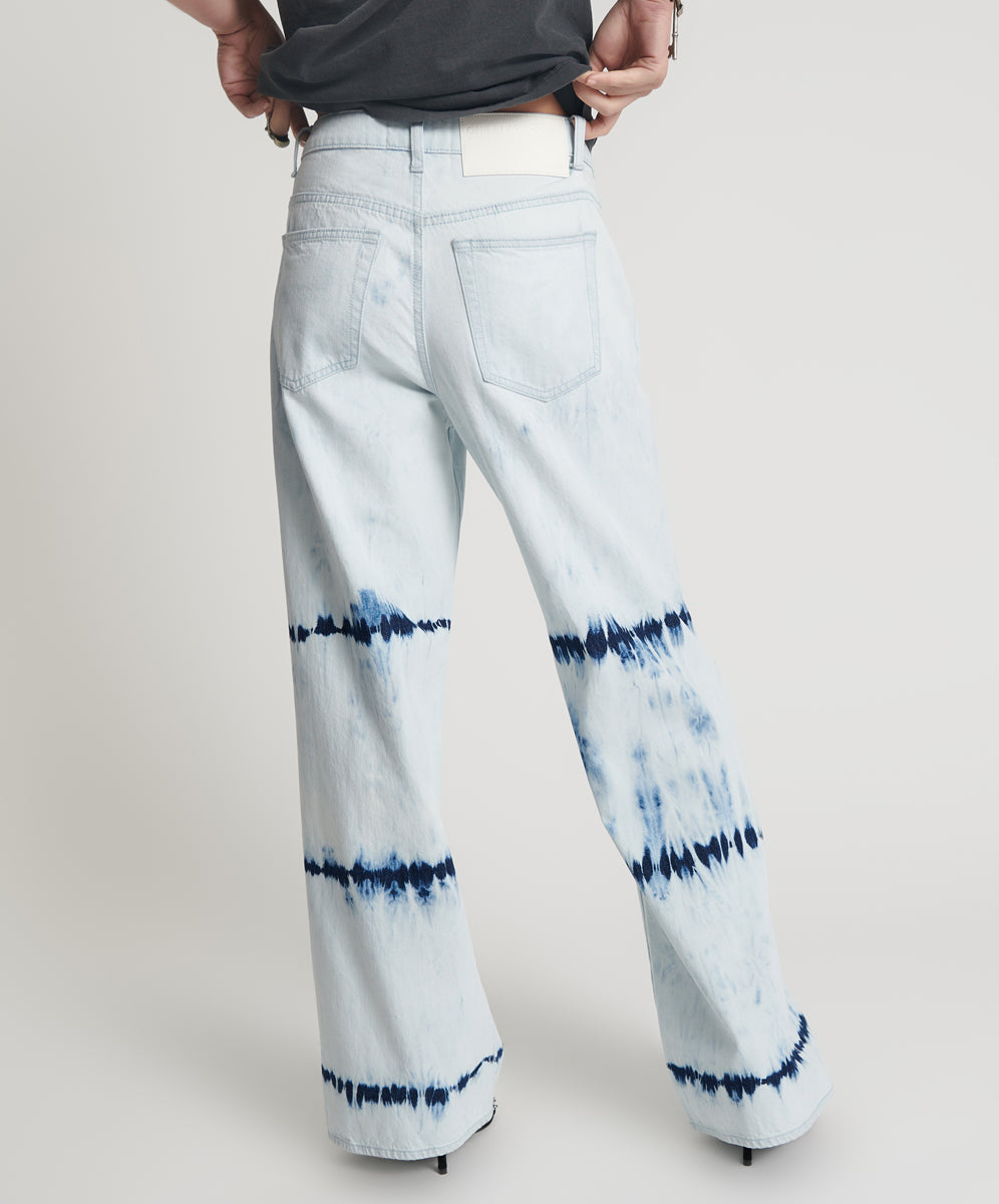 Jackson Mid Waist Wide Leg Denim Jeans - Bleached Out Blue | One