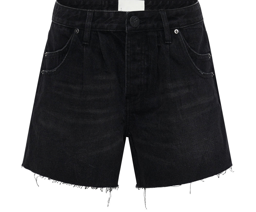 Shakers Low Waist Super Relaxed Denim Shorts - Black Oak
