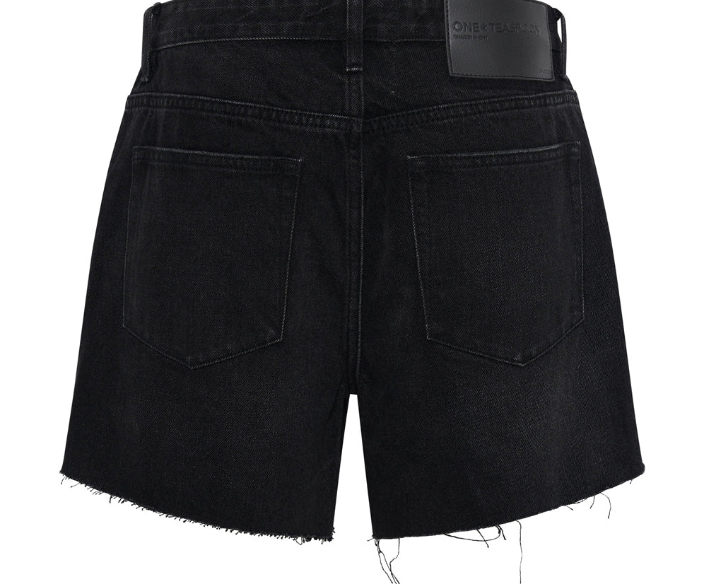 Shakers Low Waist Super Relaxed Denim Shorts - Black Oak