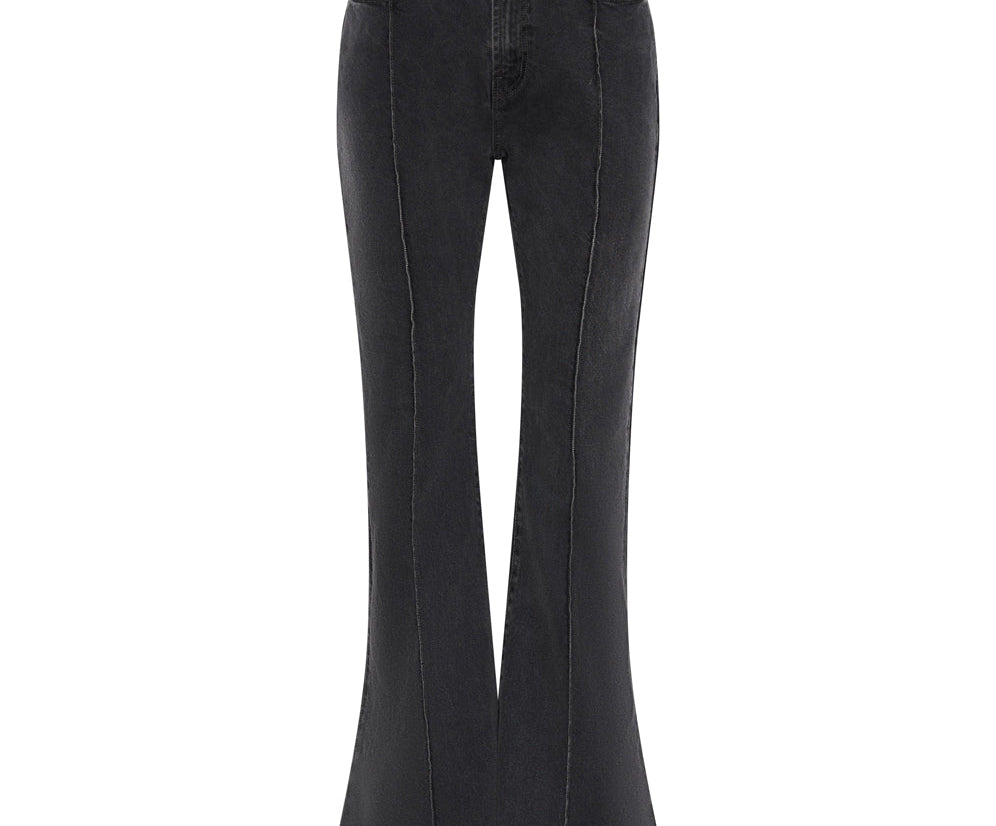 Trumpet High Waist Flared Denim Jeans - Washed Black