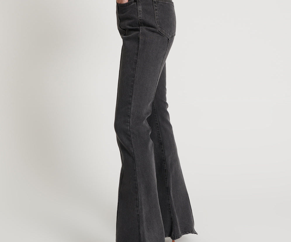 Trumpet High Waist Flared Denim Jeans - Washed Black
