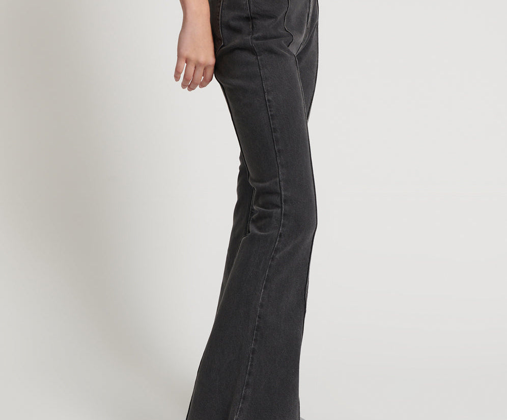 Trumpet High Waist Flared Denim Jeans - Washed Black