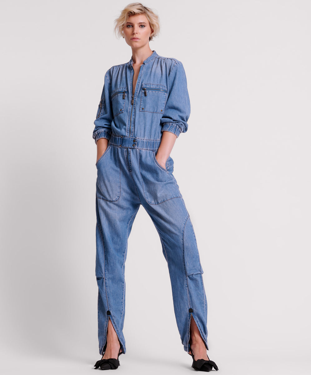 Products Dark Romance Zipped Up Jumpsuit - Blue Lilac
