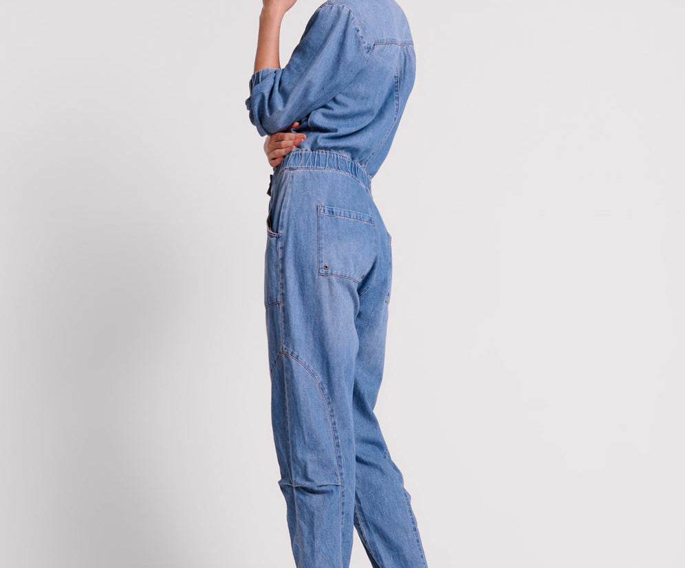 CHAMBRAY ROMANCE ZIPPED UP JUMPSUIT