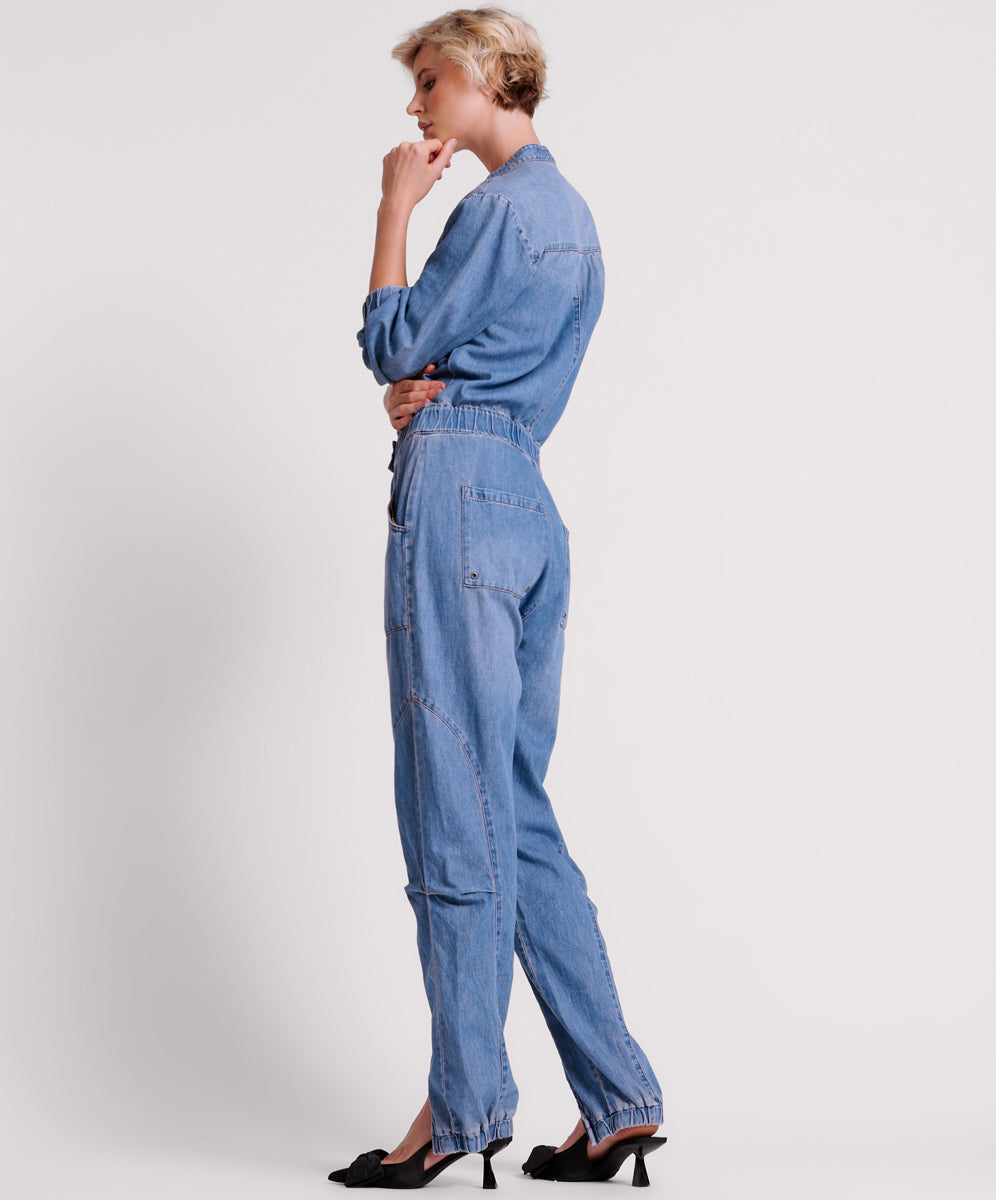 Products Dark Romance Zipped Up Jumpsuit - Blue Lilac