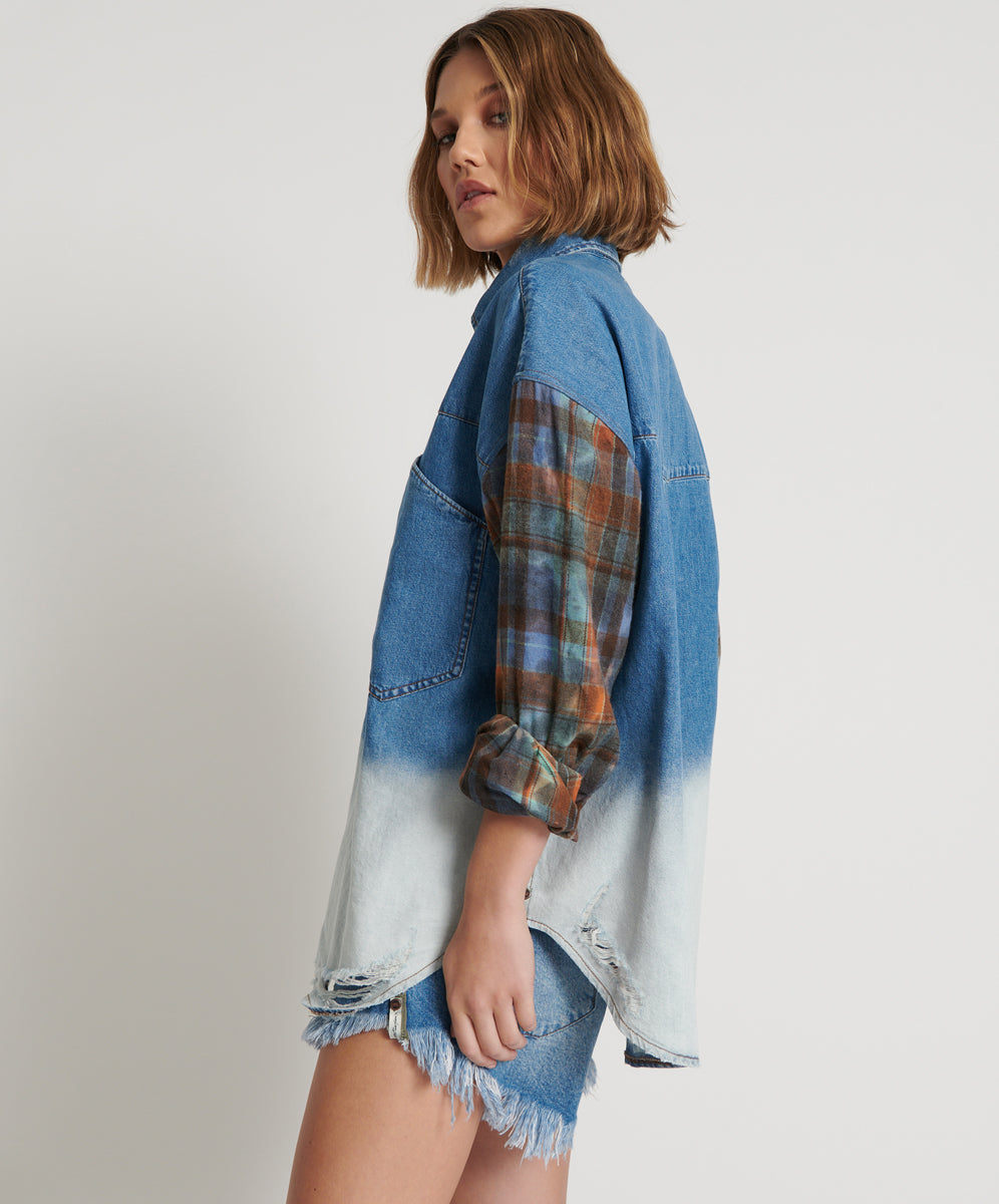 Products CIAO BLUE REVOLVER DENIM FLANNEL SHIRT