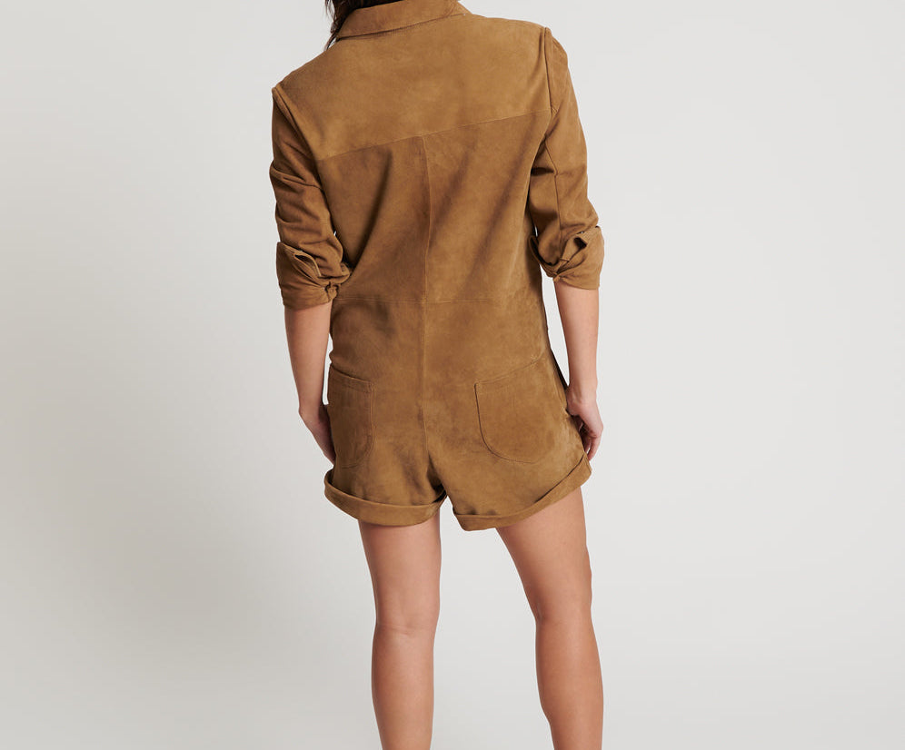 TAN SUEDE PROPHECY JUMPSUIT