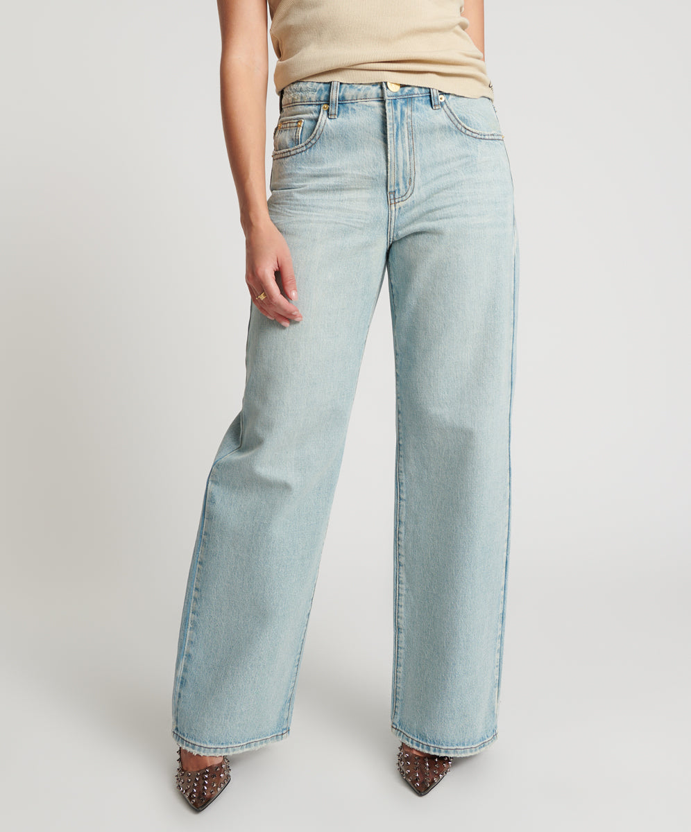 Products Jackson Mid Waist Wide Leg Denim Jeans - Kansas Blue