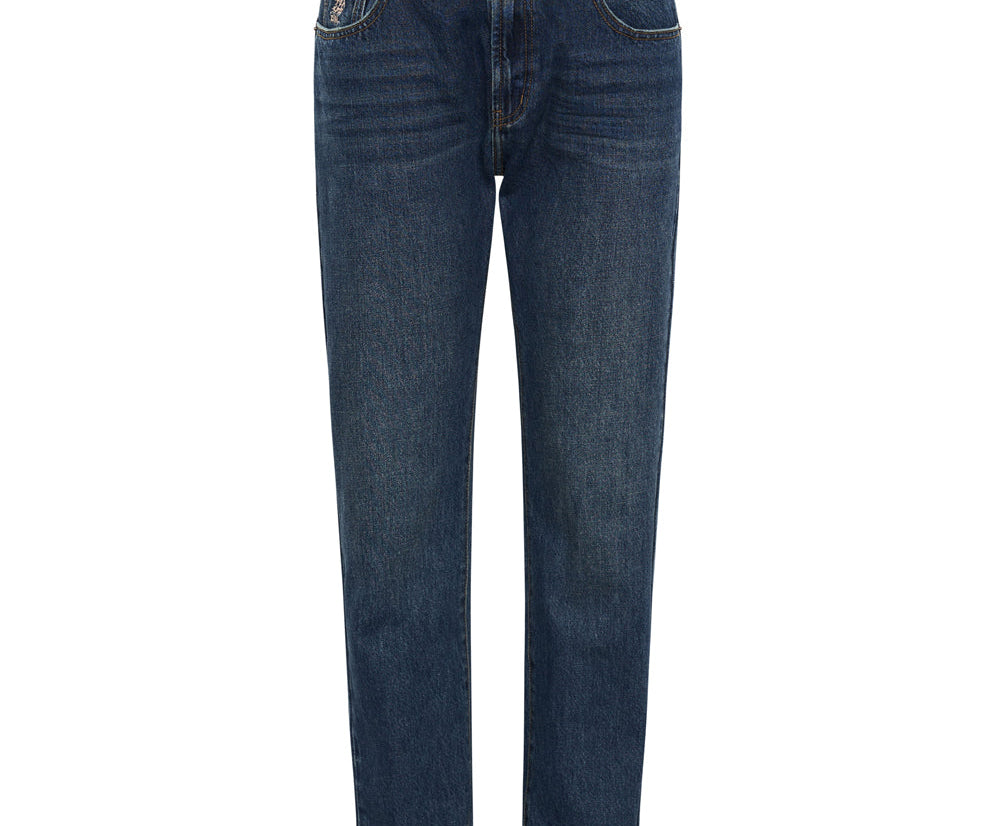 Truckers Mid Waist Straight Leg Denim Jeans - Royal Blue
