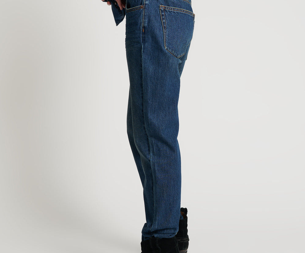 Truckers Mid Waist Straight Leg Denim Jeans - Royal Blue