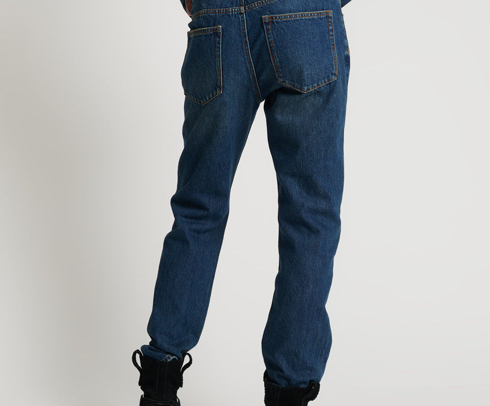 Truckers Mid Waist Straight Leg Denim Jeans - Royal Blue