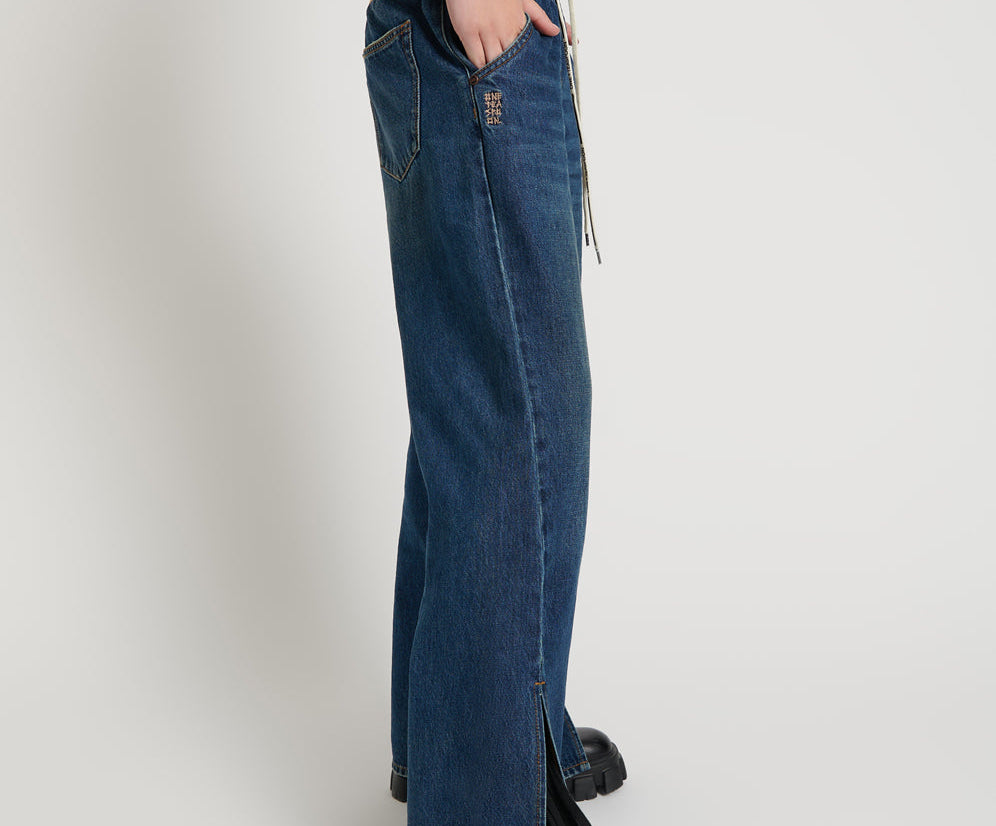 Roadhouse Wide Leg Drawstring Denim Jeans in Sunset Blue Roadhouse Wide Leg Drawstring Denim Jeans in Sunset Blue