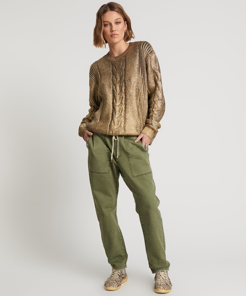 Last Stock ST KHAKI SHABBIES DRAWSTRING BOYFRIEND JEANS