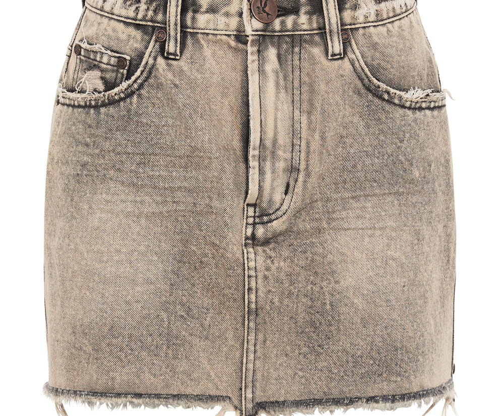 2020 High Waist Mini Denim Skirt - Rust