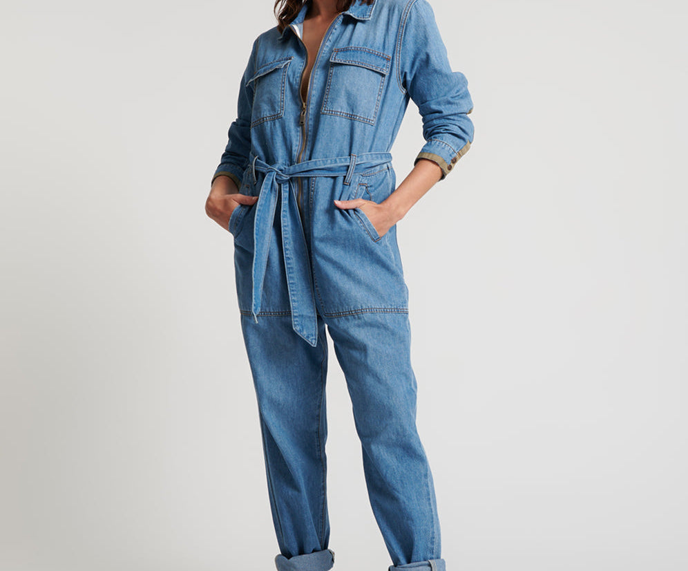 Claudia Long-Length Denim Overalls - Ciao Blue