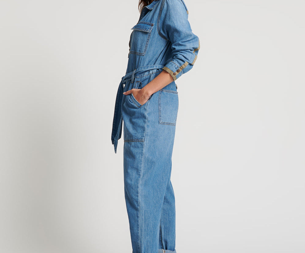 Claudia Long-Length Denim Overalls - Ciao Blue