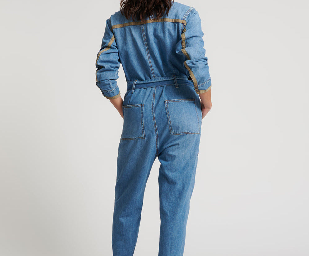 Claudia Long-Length Denim Overalls - Ciao Blue