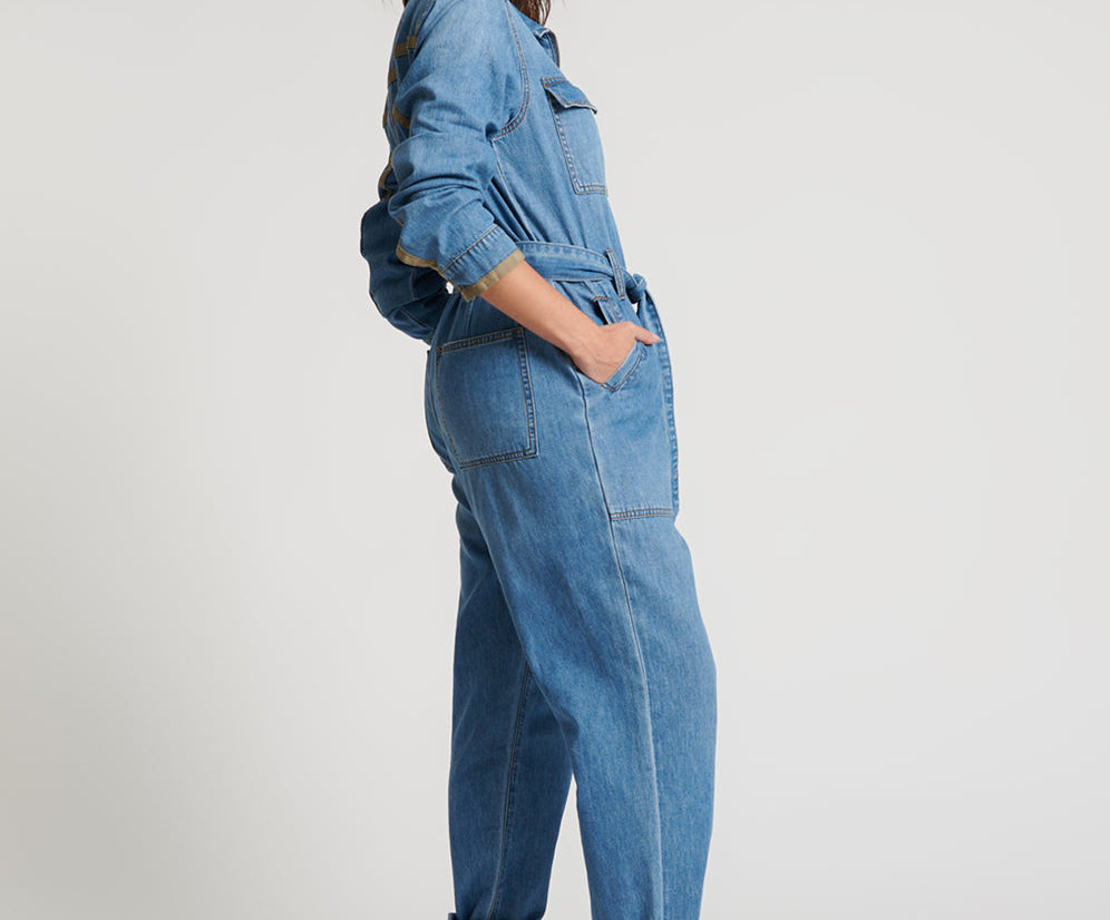 Claudia Long-Length Denim Overalls - Ciao Blue