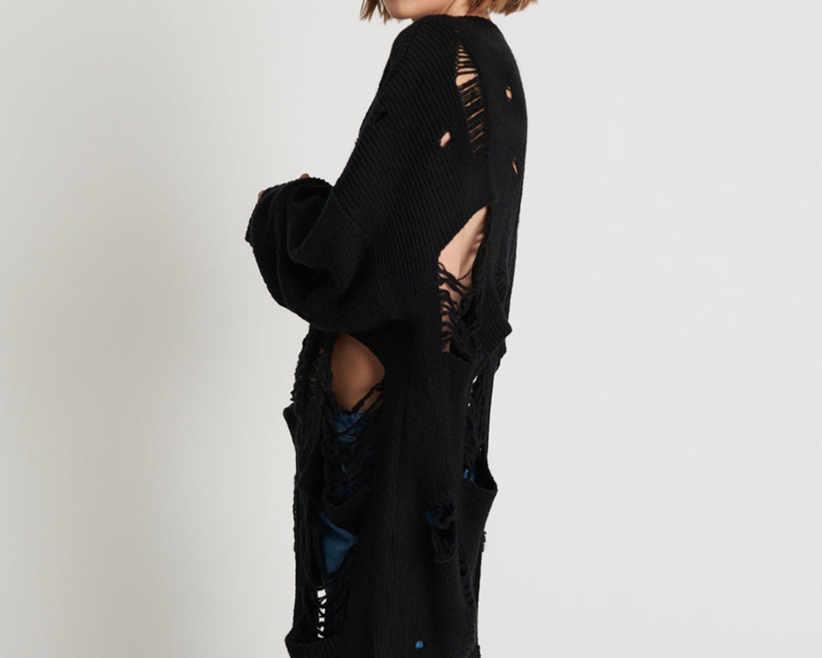 Hercules Shredded Sweater - Black