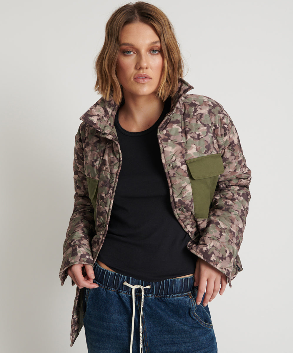 Camo Quilted Jacket | One Teaspoon