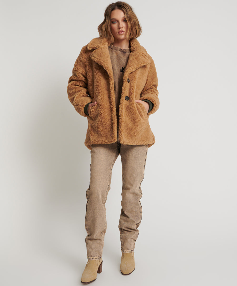 Sale - Fade To Black Sale Up To 70% Off TAN TEDDY COAT