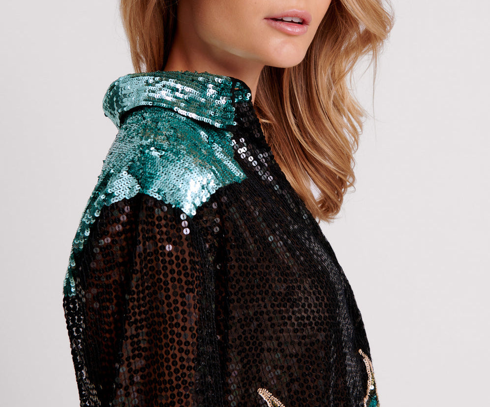 ON FIRE HAND SEQUIN WESTERN SHIRT