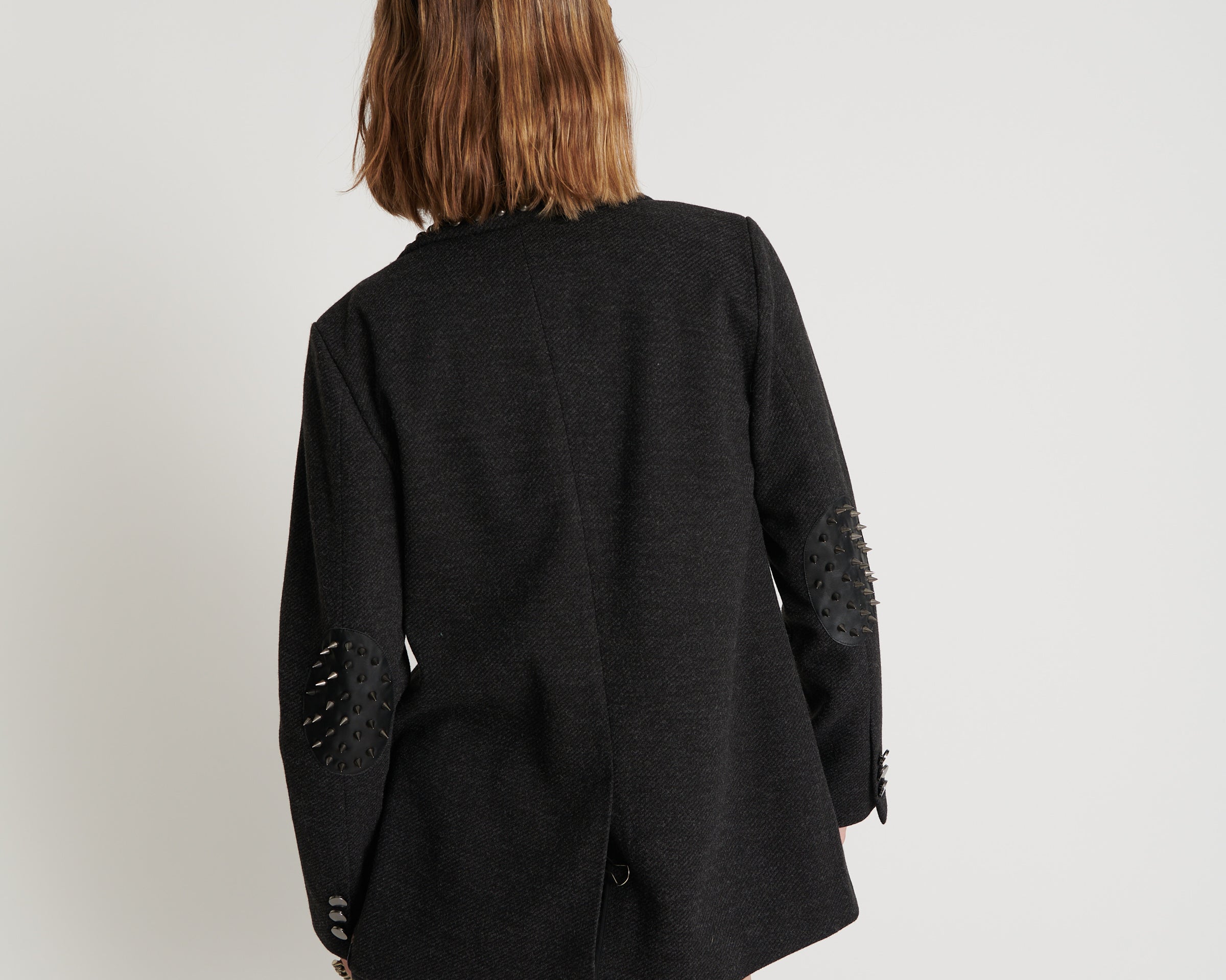 Studded Blazer - Charcoal Black