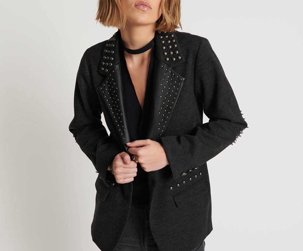 CHARCOAL STUDDED BLAZER