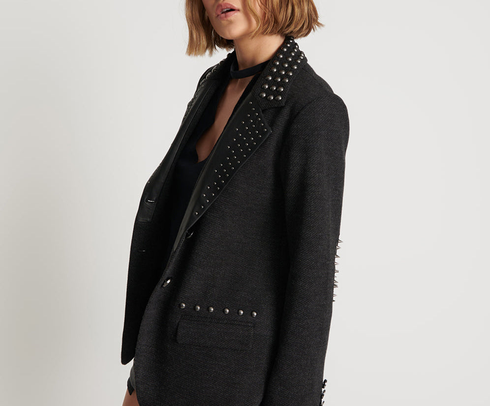 CHARCOAL STUDDED BLAZER