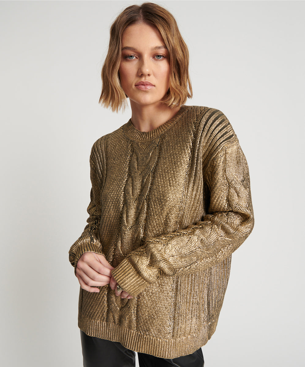 Products GOLD FOIL CABLE SPINE SWEATER