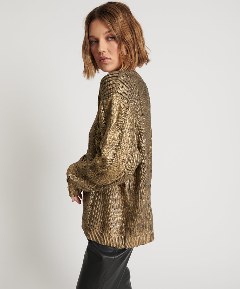 Products GOLD FOIL CABLE SPINE SWEATER
