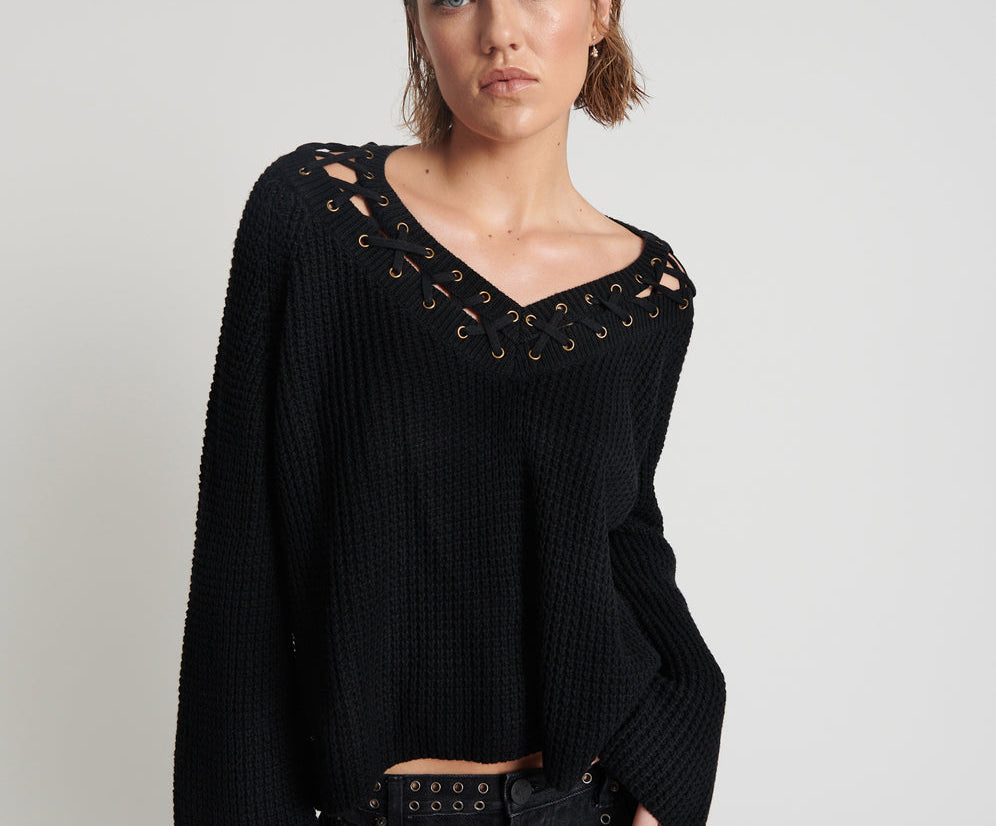 LACED UP KNIT SWEATER