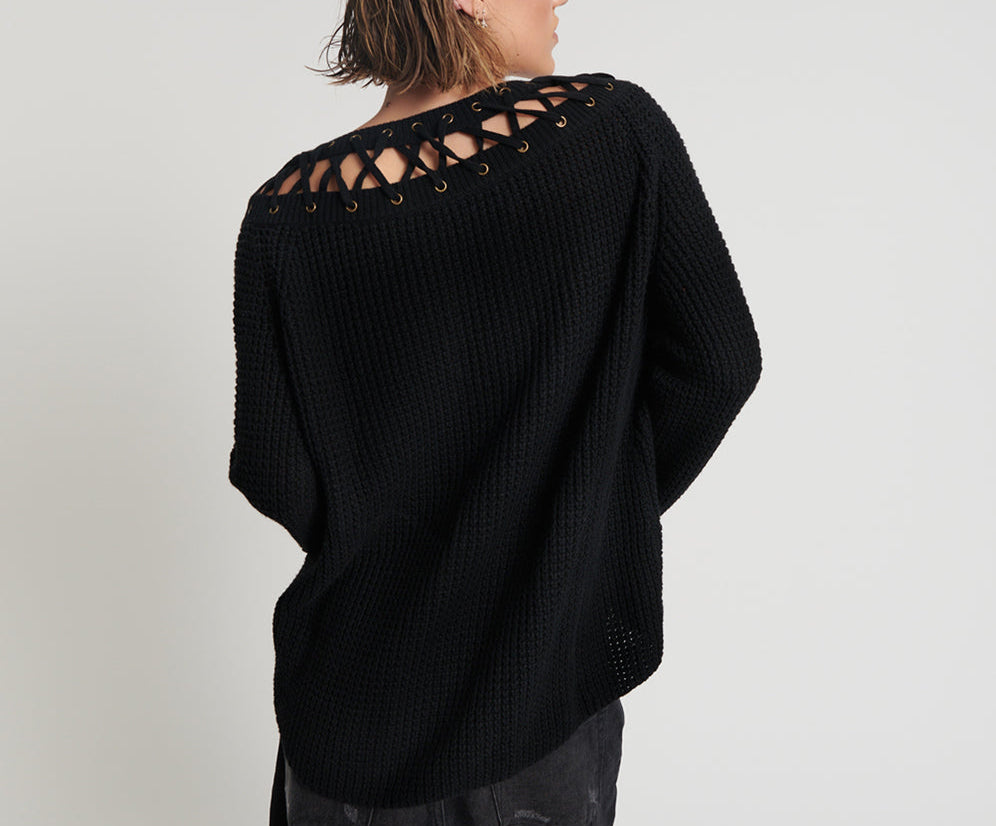 LACED UP KNIT SWEATER
