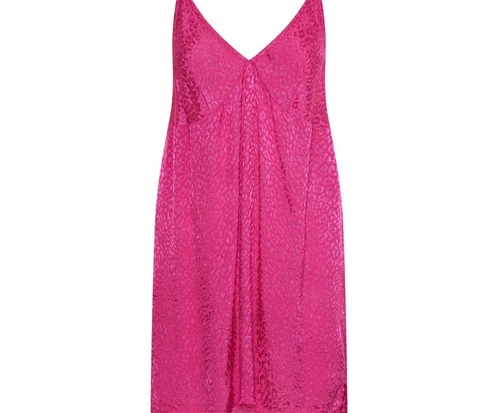 Jacquard Slip Mini Dress - Shocking Pink