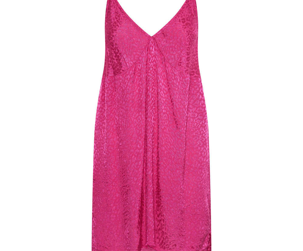 SHOCKING PINK JACQUARD SLIP DRESS